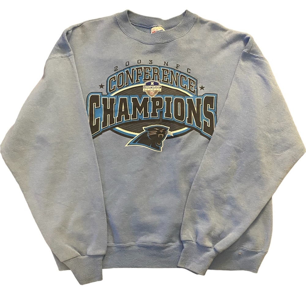 vintage 2003 carolina panthers conference champs crewneck